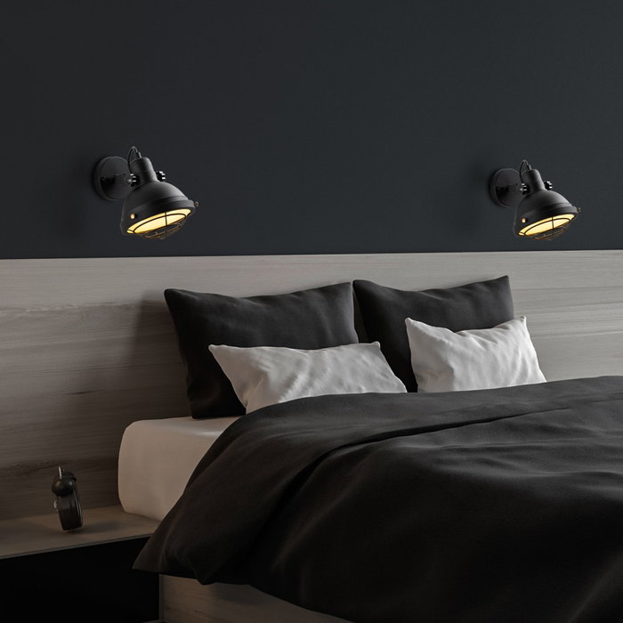 Opviq Lámpara de Pared de Metal Negra